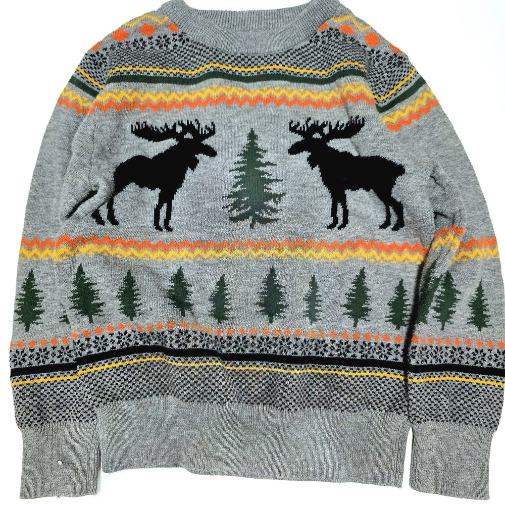 Andy & Evan Gray Sweater with Moose and Tree Holiday Sweatshirt